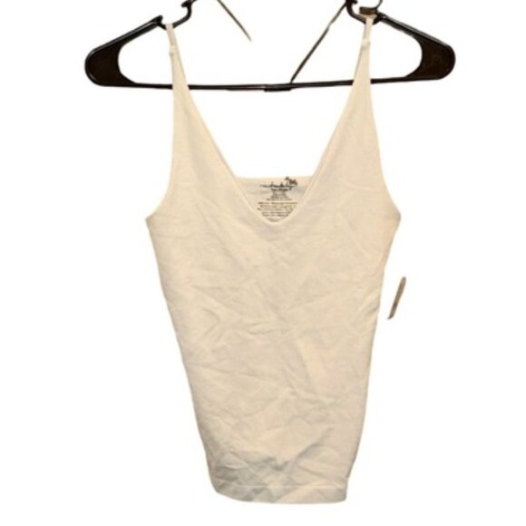 Intimately Free People White Rayon Knit Tank – Deep V, M/L - Picture 1 of 5